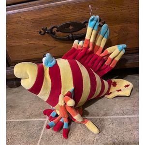 Funny friends multicolor striped mohawk spiked soft sculpture poseable fish by J